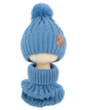 Niebieska czapka zimowa z kominem