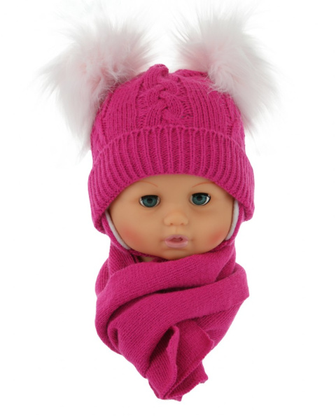 Baby hat with a scarf (CZ + S 016F) Baby hat with a scarf (CZ + S 016F)