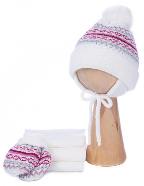 Czapka niemowlęca z szalikiem i rękawiczkami