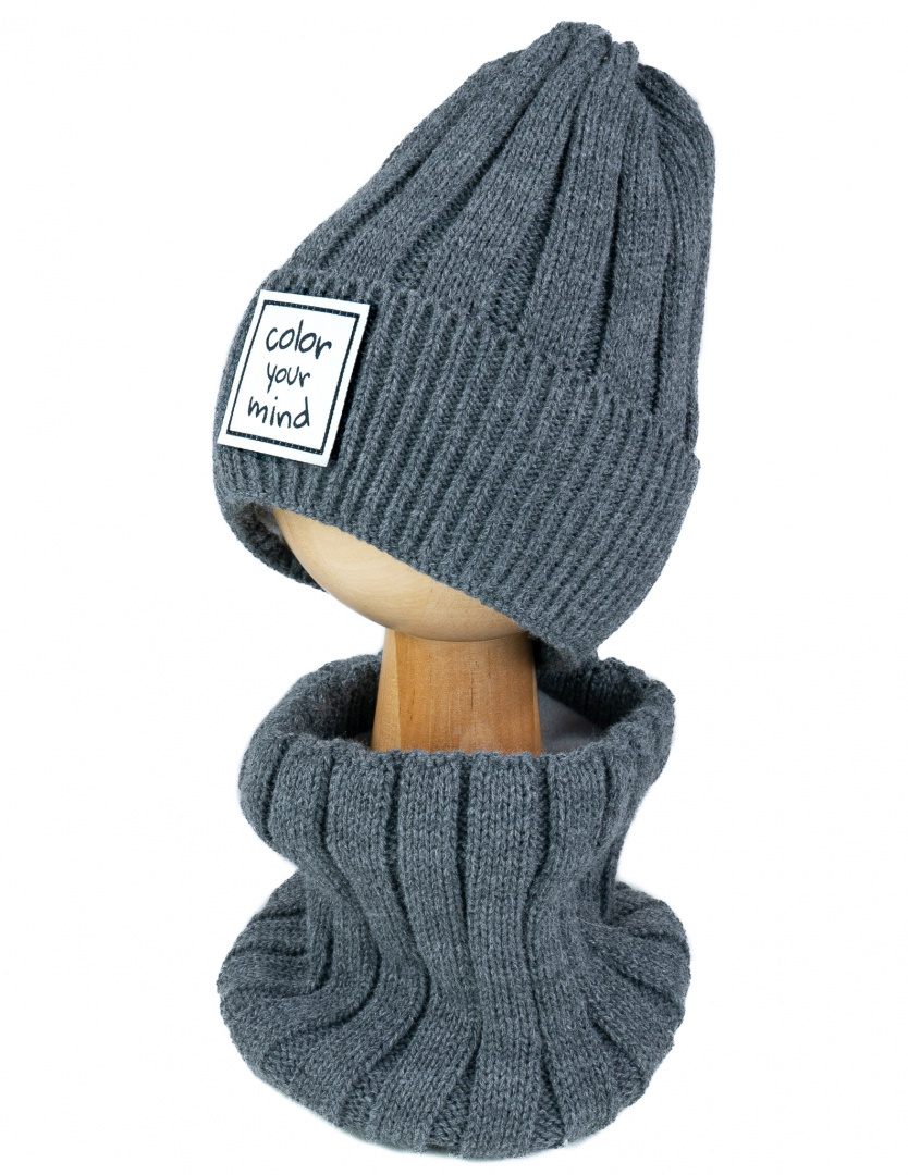 Hat chimney insulated set pompon hit Hat chimney insulated set pompon hit