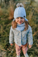 Błękitna czapka zimowa z kominem dla dziewczynki